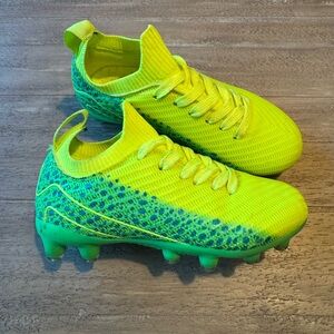 Vibrant Green Kids Soccer Shoes